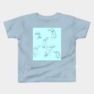 Blue Paper Penguins Kids T-Shirt